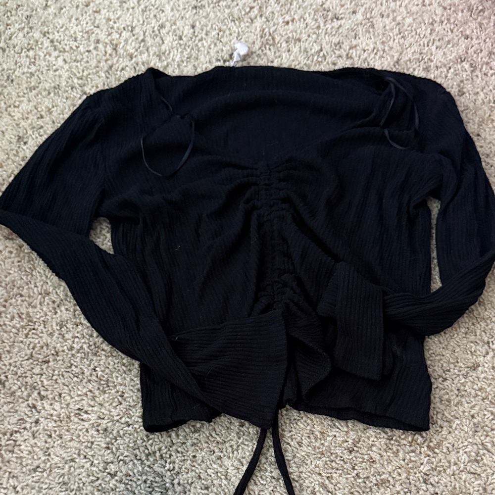 Hippie Rose Black Ruched Blouse